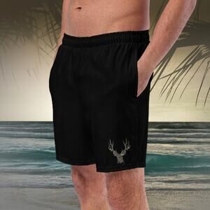 Bucked Up Men's Black & Red Logo Athletic Workout Shorts - Size M